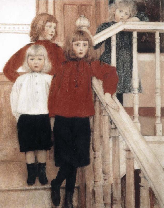 Fernand Khnopff Portrait of the Children of Louis Neve oil painting picture